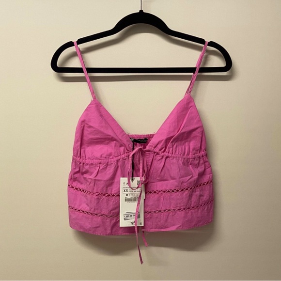 Zara Pink Poplin Eyelet Top - Picture 1 of 3
